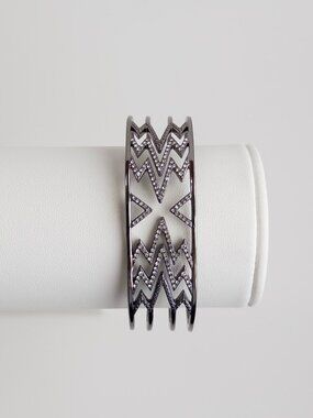 Stella & Dot Fontaine Gunmetal Pave Crystal Geometric Statement Cuff Bracelet